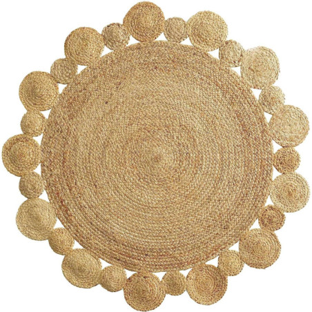 Tapis d'intérieur rond en fome de soleil "Cordou" - Beige - D 120 cm