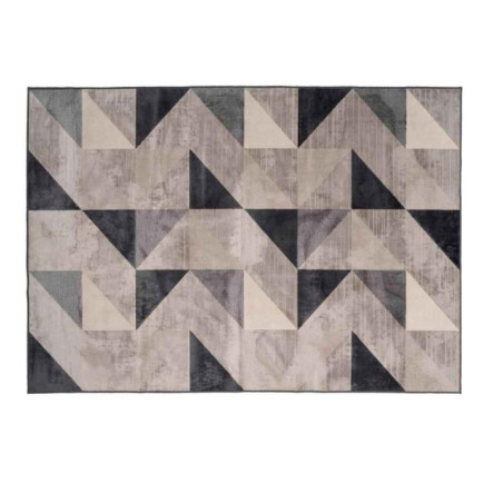 Tapis d'intérieur rectangle tissé à motif géométrique "Graphic" - Gris - 140 x 200 cm