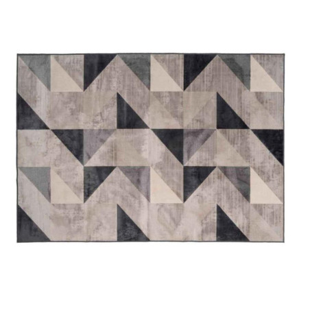 Tapis d'intérieur rectangle tissé à motif géométrique "Graphic" - Gris - 68 x 110 cm