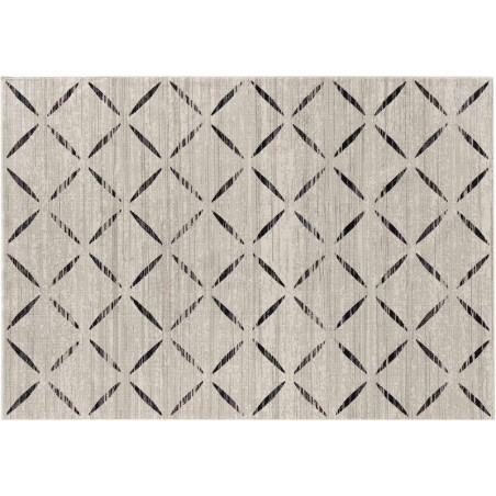 Tapis d'intérieur rectangle en coton tissé à motif géométrique "Modesto" - Beige - 140 x 200 cm