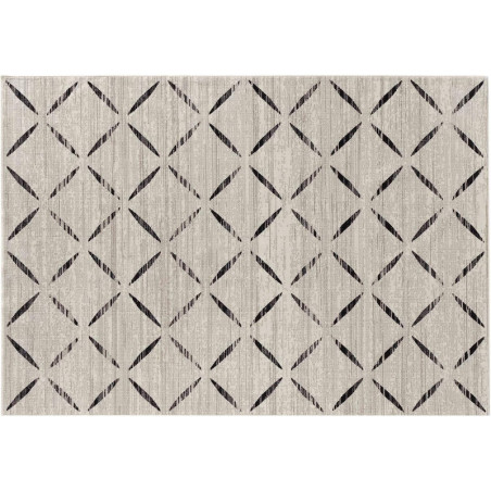 Tapis d'intérieur rectangle en coton tissé à motif géométrique "Modesto" - Beige - 140 x 200 cm