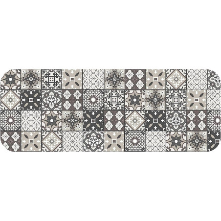 Tapis d'entrée d'intérieur rectangle Flanelle imprimé mosaïque "Gaston"- Multicolore - 45 x 120 cm