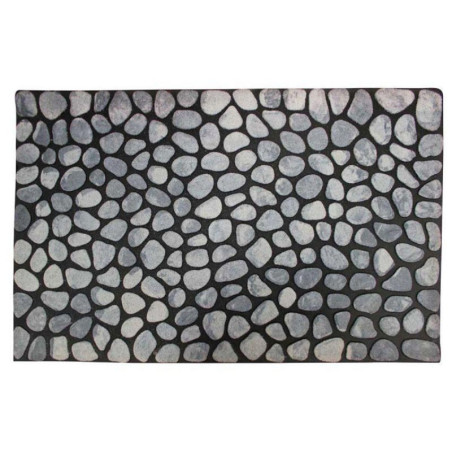 Tapis Rectangle en caoutchouc à motif de galets en relief "Cailloti" - Gris - 45 x 75 cm