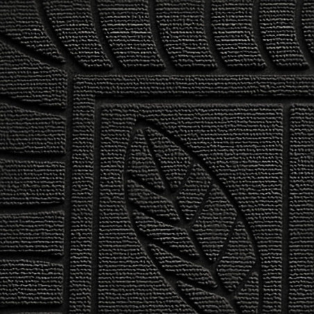 Tapis Rectangle en caoutchouc à motif "Feuilles" - Noir - 45 x 75 cm