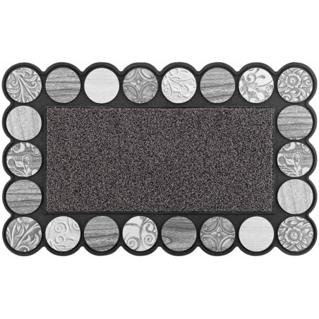 Tapis Rectangle à grattoir en relief en caoutchouc "Volea" - Gris" - 45 x 75 cm