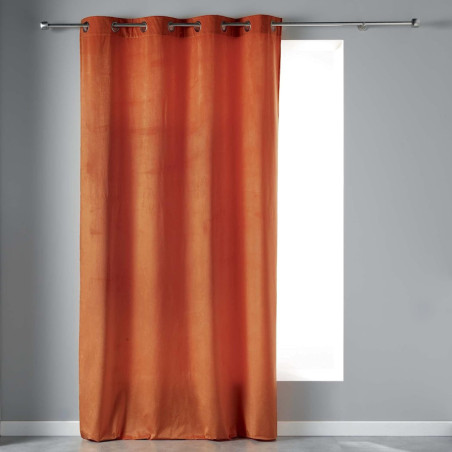 Rideau à oeillets en velours uni Velvetine - Terracotta - 140 x 240 cm