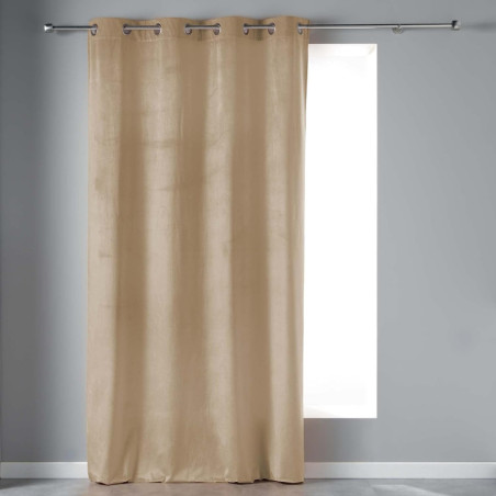 Rideau à oeillets en effet velours uni Velvetine - Beige - 140 x 240 cm