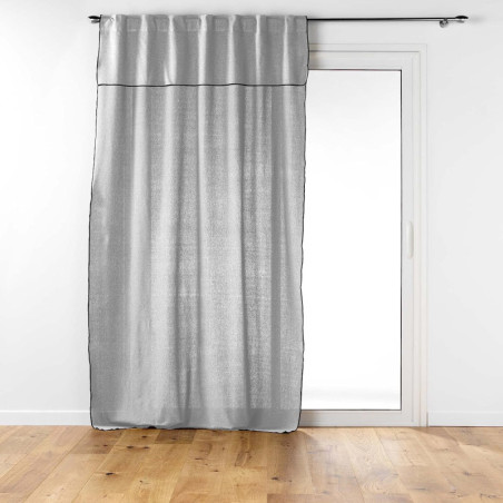 Rideau à passants cachés avec volant en coton recyclé Mistraline - Gris clair - 140 x 240 cm