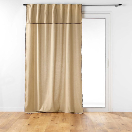 Rideau à passants cachés avec volant en coton recyclé Mistraline - Beige - 140 x 240 cm