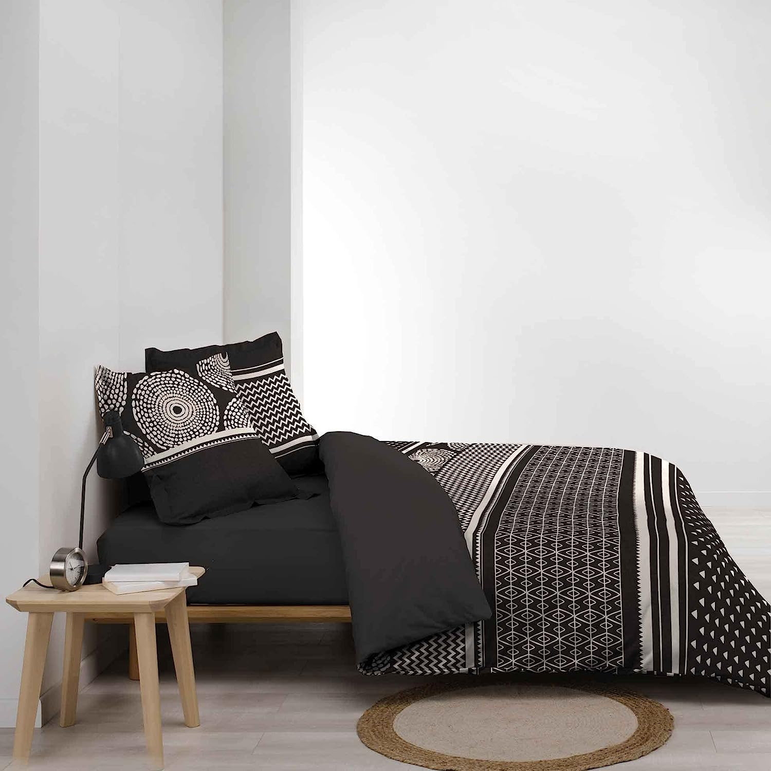 TODAY Parure De Lit Coton Flanelle 220x240 Cm - Imprimé Floral Gris Doux Et Chaud Hiver
