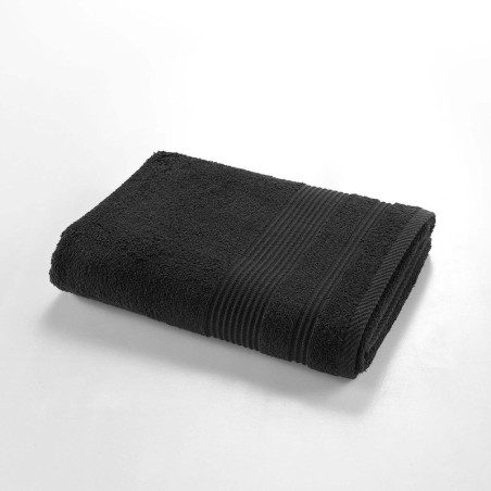 Drap de douche en coton éponge - Noir - 70 x 130 cm