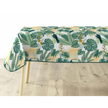 Nappe rectangle en PVC imprimé végétal "Guyana" - Vert - 140 x 240 cm