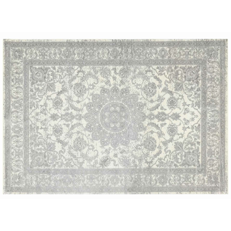 Tapis d'intérieur rectangle en coton tissé à motif "Persan" - Gris - 140 x 200 cm
