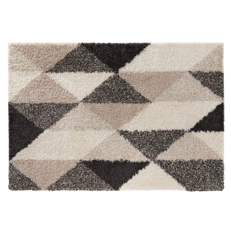 Tapis d'intérieur rectangle à motif "Prism" - Beige / Noir - 120 x 170 cm