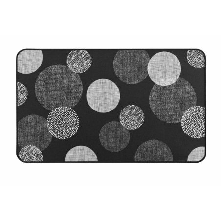 Tapis d'intérieur rectangle imprimé cercle "Oxana" - Noir et gris- 45 x 75 cm