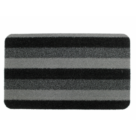 Tapis Rectangle à grattoir en PVC "Marena" - Noir et Gris - 45 x 75 cm
