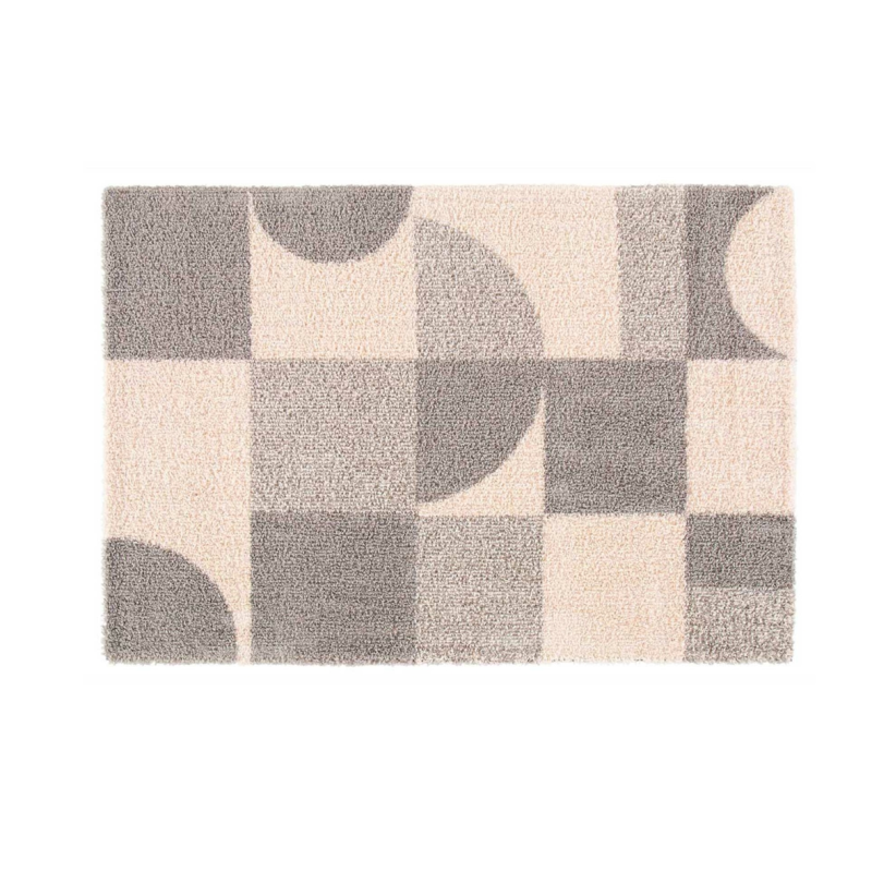 Tapis d'intérieur rectangle à motifs Tyler - Gris / Beige - 60 x 110 cm