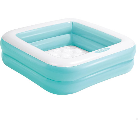 Pataugeoire carrée rembourée - Bleu et blanc - Petite piscine gonflable