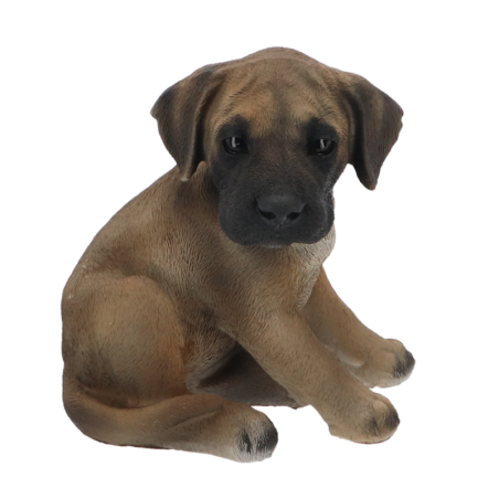 Statuette de Chiot dogue allemand assis - L 15,4 x P 12,9 x H 16,6 cm - Polyrésine