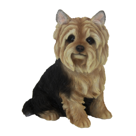 Statue de yorkshire Terrier assis - L 18,3 x P 14 x H 21,5 cm - Polyrésine