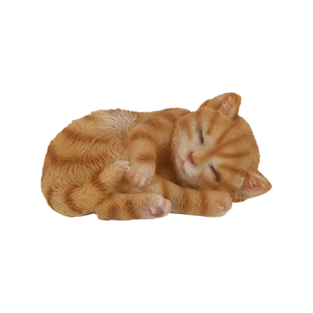 Figurine de chat endormi en polyrésine - L 14 x P 10 x H 6,5 cm - Modèle aléatoire