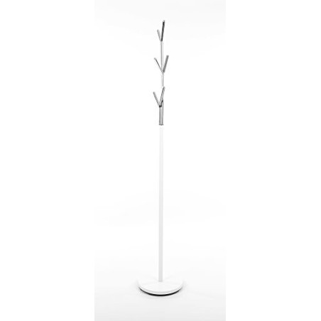 Porte-manteaux - D 30 cm x H 174 cm - Leta - Blanc et argenté