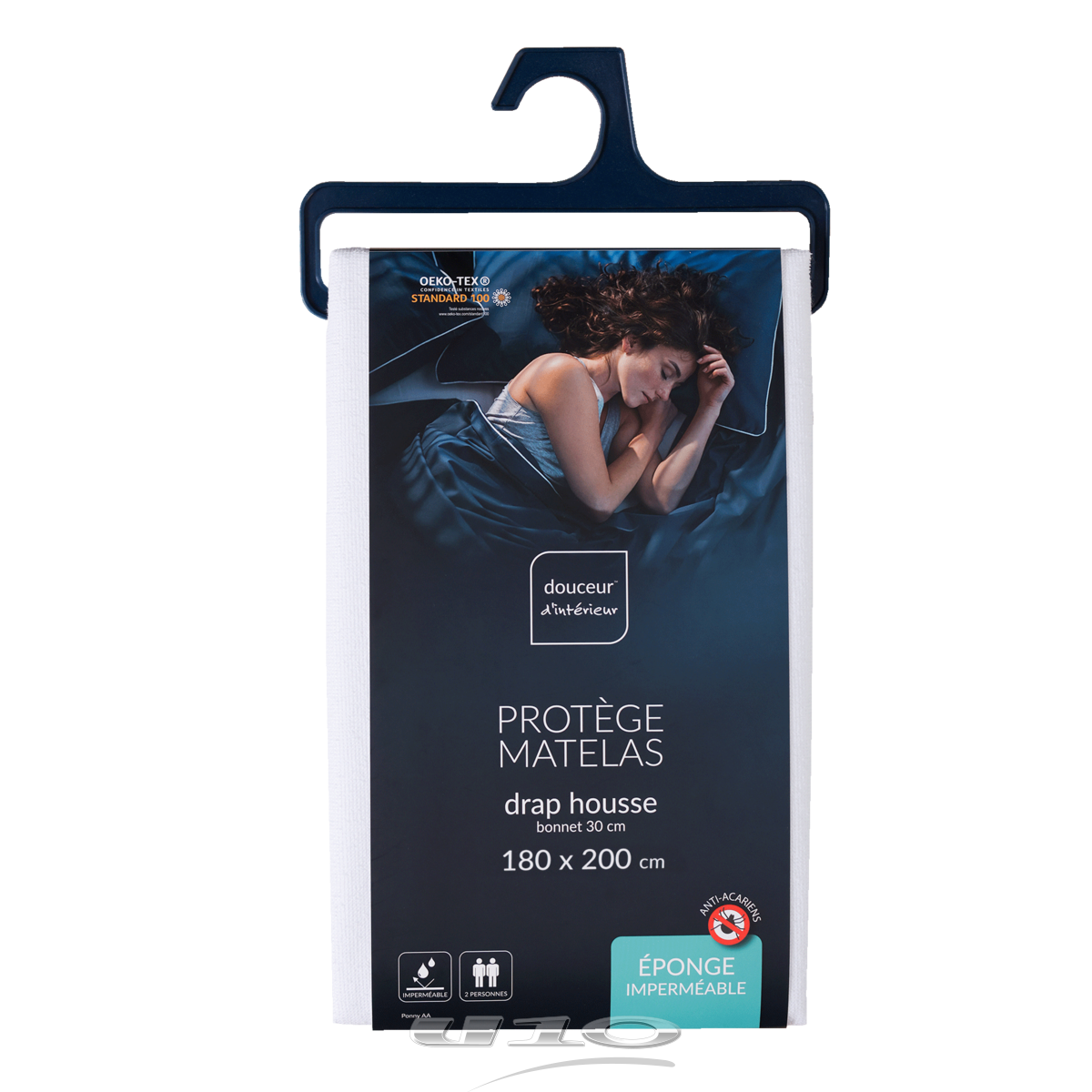 Protège matelas éponge imperméable anti-acariens 180 x 200 + 30 cm