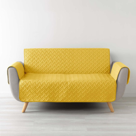 Protège canapé matelassé en microfibre unie Lounge - Jaune - 223 x 179 cm