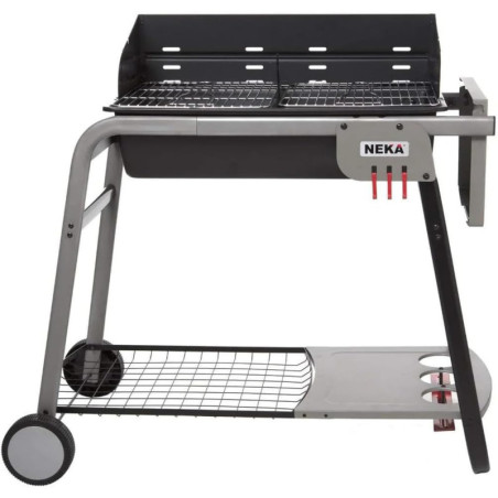 Barbecue à charbon en acier Neka Azur Pro - Noir et Métalisé - L 95 x P 58,5 x H 120 cm