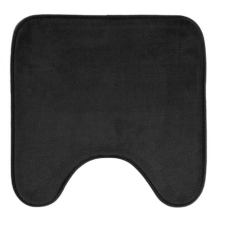Tapis contour WC en microfibre unie - Noir - 45 x 45 cm