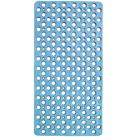 Tapis de bain rectangulaire en caoutchouc - Bleu - L 74 x l 36 cm