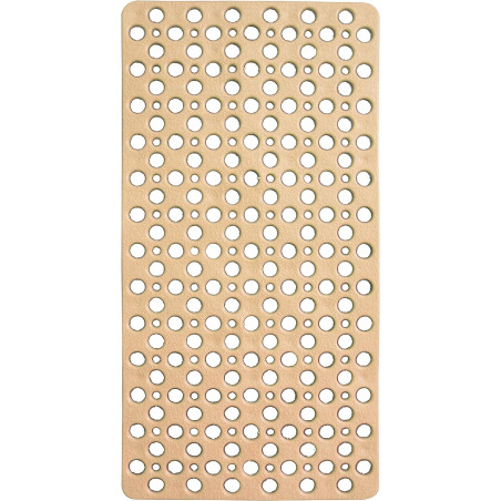 Tapis de bain rectangulaire en caoutchouc - Beige - L 74 x l 36 cm