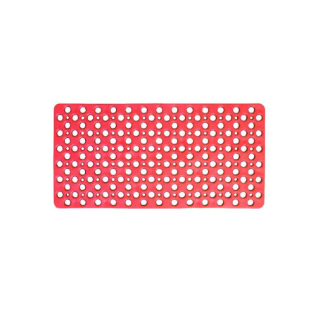 Tapis de bain rectangulaire en caoutchouc - Rose corail - L 74 x l 36 cm