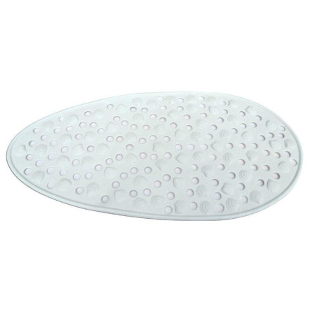 Tapis de bain ovale en plastique antidérapant - Blanc - L 80 x l 40 cm