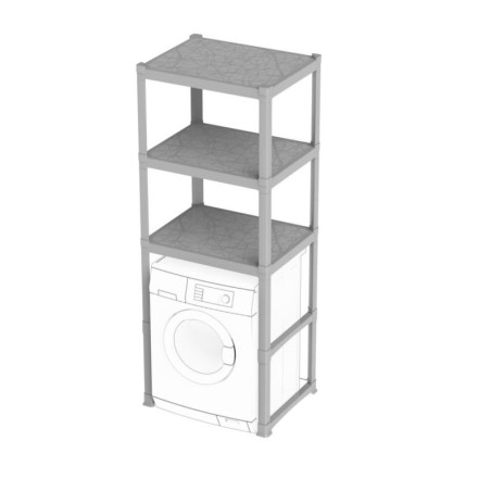 Etagère modulable dessus de machine à laver - Gris - H 184 cm - Jusqu'à 180kg de charge