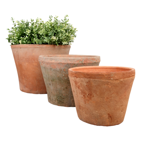 Set de 3 pots de fleurs ronds en terre cuite - Terracotta - D 24,6/20,9/16 cm