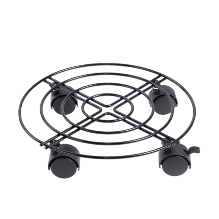 Support de plantes rond en fer - Noir - D 28,4 x H 6,5 cm