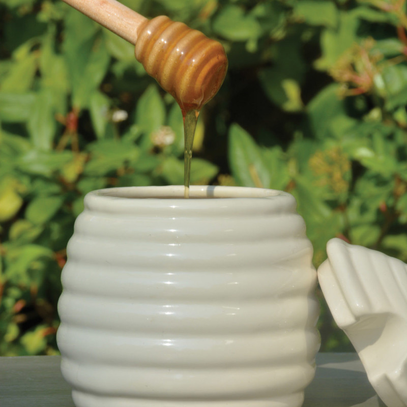 Pots de stockage en verre, mini pots de miel 8 oz avec cuillère en bois, pot de miel en céramique rustique for stocker le miel et le sirop-Ⅰ-9,3 * 12 cm (Color : B Pots de stockage en verre, mini pots de miel 8 oz avec cuillère en bois, pot de miel en céramique rustique for stocker le miel et le sirop-Ⅰ-9,3 * 12 cm (Color : B