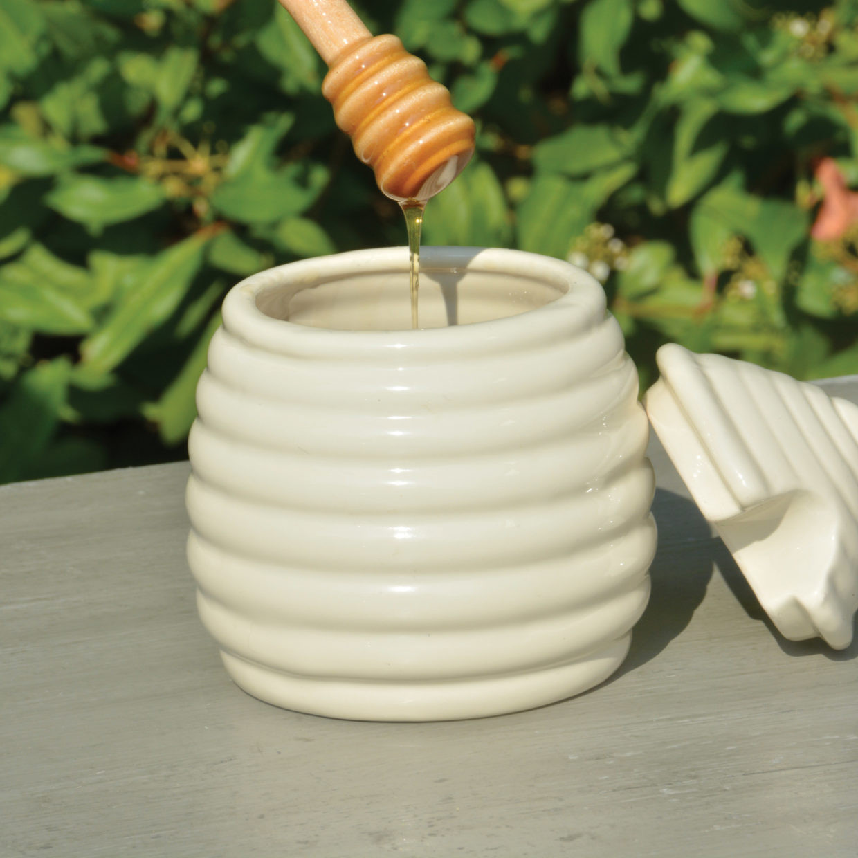 Lot De 2 Pots à Miel En Céramique Avec Cuillère En Bois - Pots Vides Pour Cuisine, Cadeau Déco