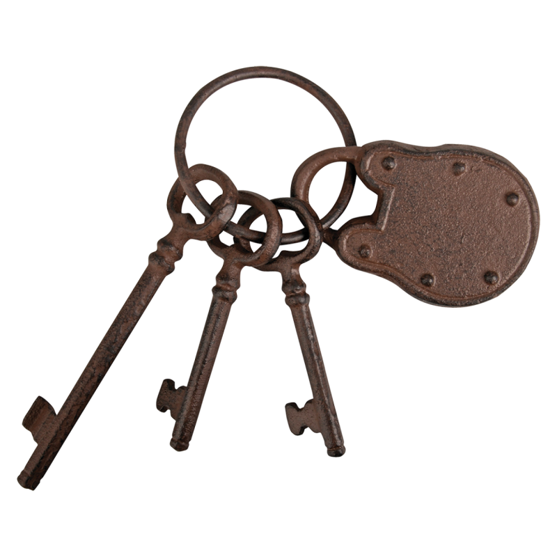 Cadenas et ses 3 clés en fonte - Marron - H 19,8 cm