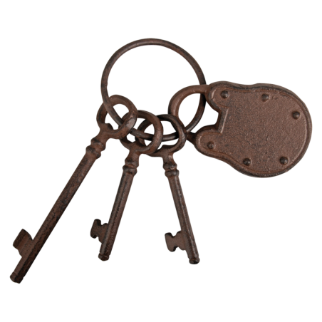 Cadenas et ses 3 clés en fonte - Marron - H 19,8 cm