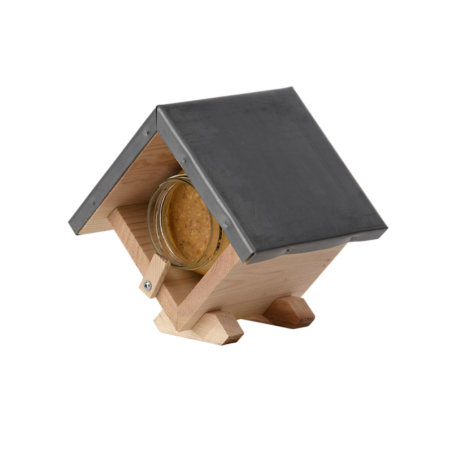 Mangeoire pour beurre de cacahuète en bois de pin - Beige/Noir - L 17,9 x P 13,6 x H 16,6 cm