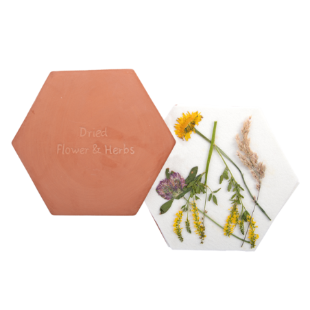 Presse à fleurs et herbes en terre-cuite pour le micro-ondes - Terracotta - L 19,4 x P 17,1 x H 3,3 cm