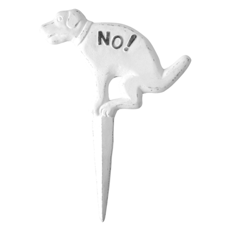 Panneau en forme de chien avec inscription "No" en fonte - Blanc - L 23 x H 31,9 cm