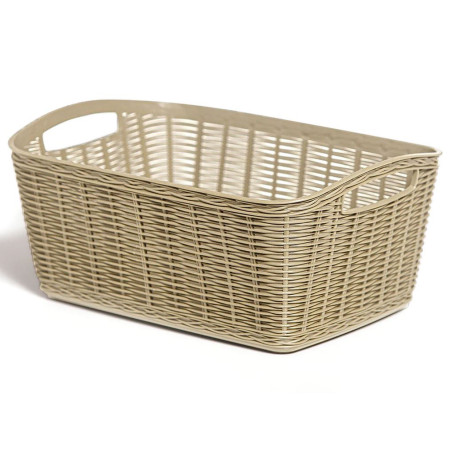 Panier en plastique - Beige - L 31 x l 21,5 x H 13 cm