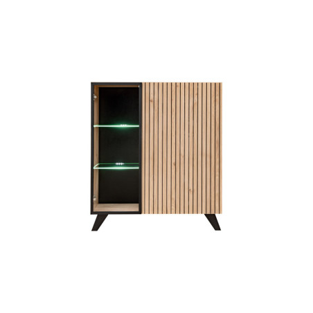 Cabinet medium "Liam" en bois - Beige/noir - H 102 x l 90 x P 40 cm