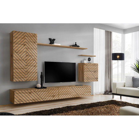 Ensemble de 7 meubles muraux "Switch II " pour TV en bois - Beige - L 270 x H 160 x P 40 cm