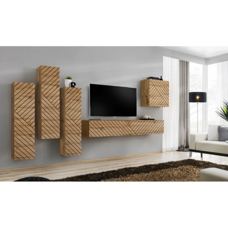 Ensemble de 5 meubles muraux "Switch III " pour TV en bois - Beige - L 330 x H 160 x P 40 cm