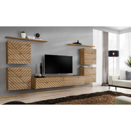 Ensemble de 7 meubles muraux "Switch IV " pour TV en bois - Beige - L 320 x H 160 x P 40 cm