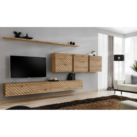 Ensemble de 7 meubles muraux "Switch VII " pour TV en bois - Beige - L 340 x H 150 x P 40 cm